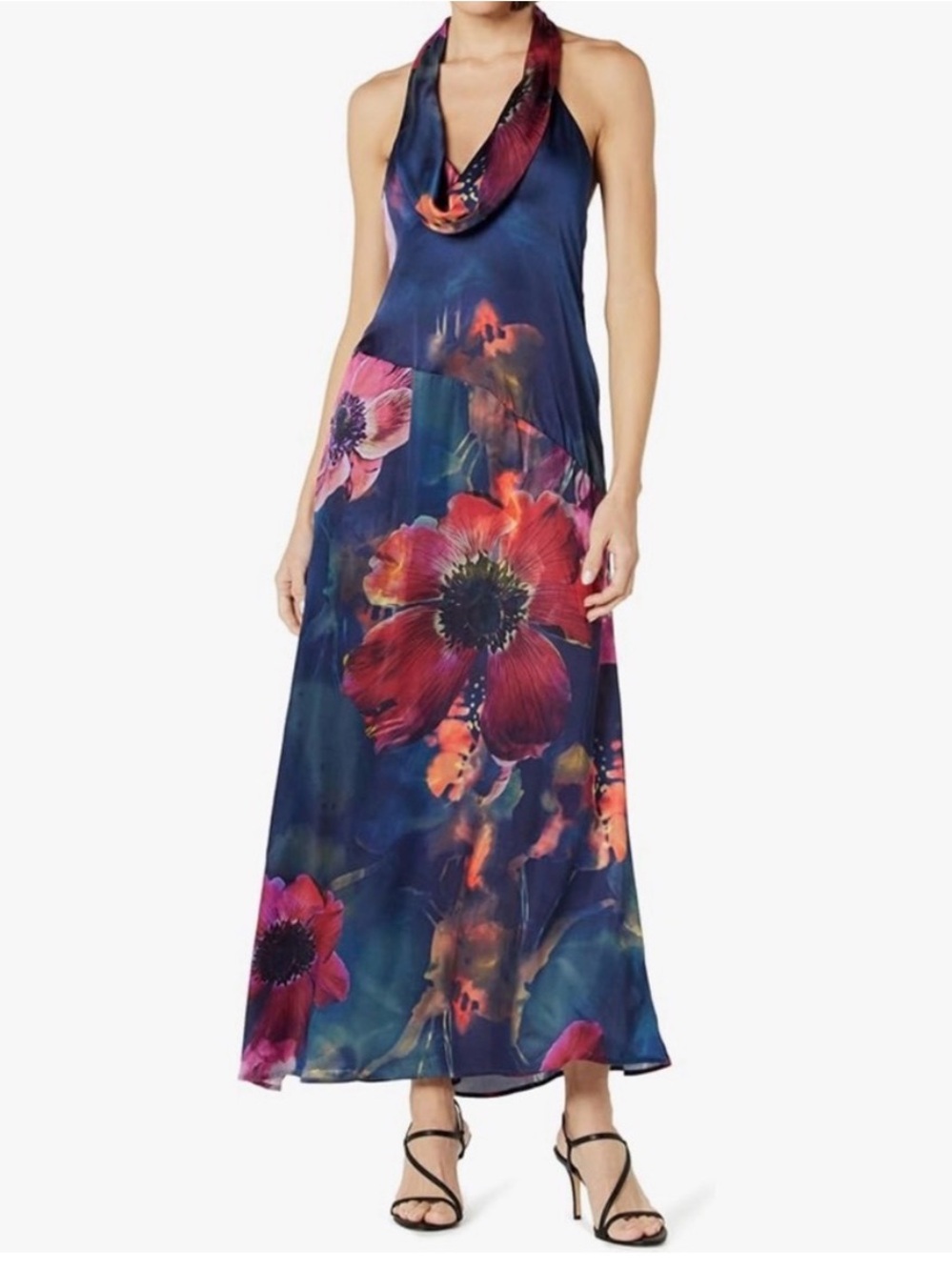The Drop Slim Cowl Neck Floral Maxi Dress